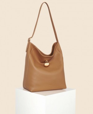 Brown Women's Cafuné Drop Hobo Tote Bags | PUH7614XG