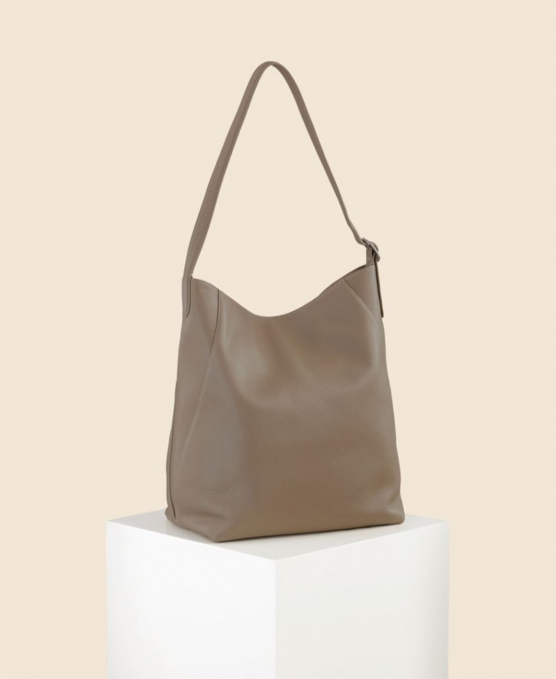 Grey Brown Women's Cafuné Drop Hobo Tote Bags | MUQ6586CO