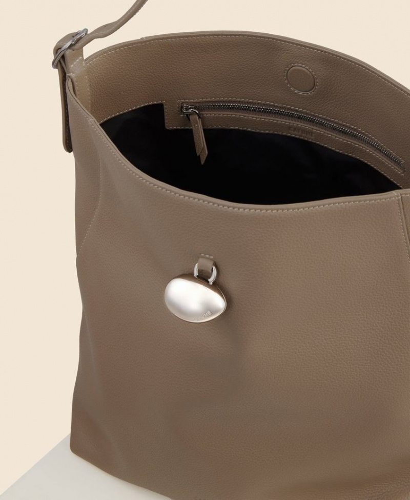 Grey Brown Women's Cafuné Drop Hobo Tote Bags | MUQ6586CO